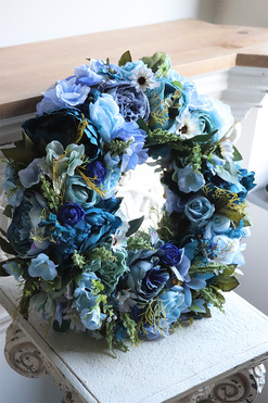 bogaty wianek na drzwi, Caryca Blue Navy 2, śr.43cm