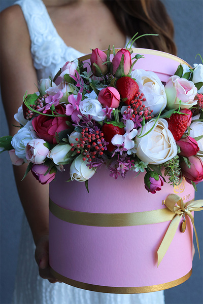 Candy, flowerbox z pokrywką, wys.37cm