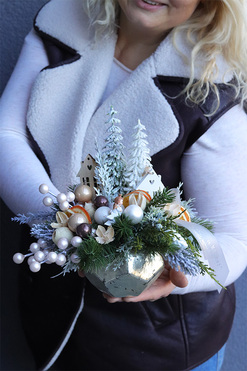 Luna Winter Bosco, świąteczny stroik LED, wys.26x26cm