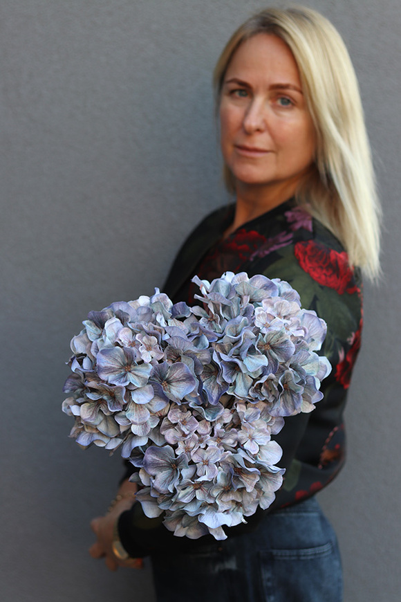 Autumn Hydrangea C, sztuczna hortensja, kpl. 3 gałązki, wym.68cm