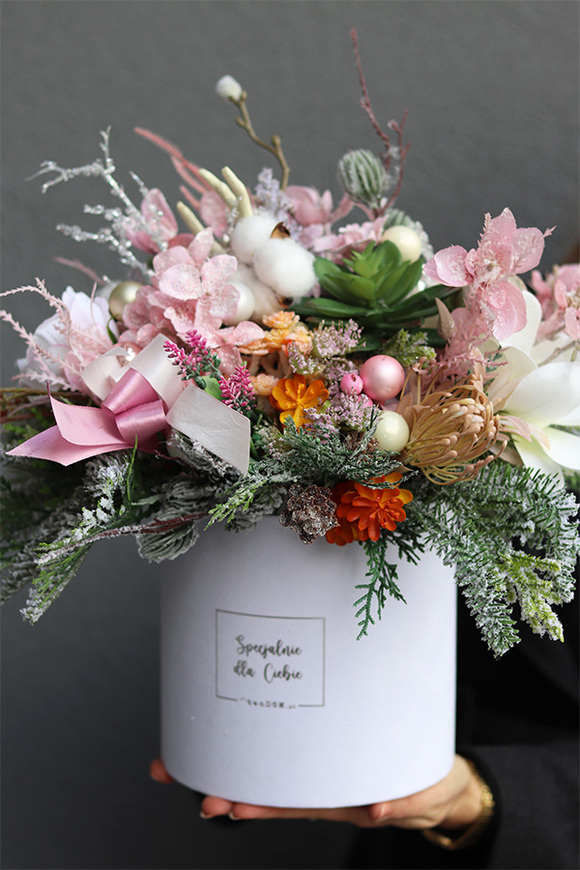 Pudrove Święta 2, welurowy flowerbox świąteczny