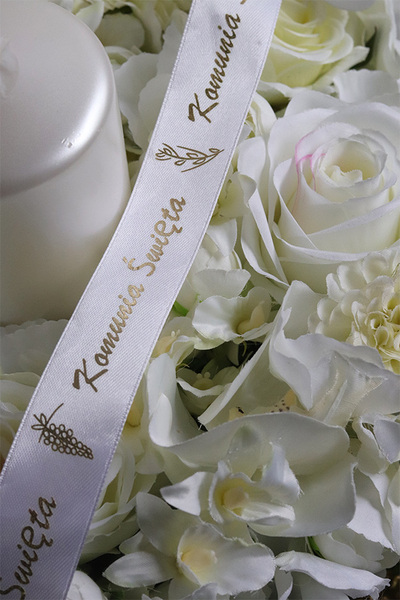 Biellato, biały stroik komunijny, wym.11x35cm