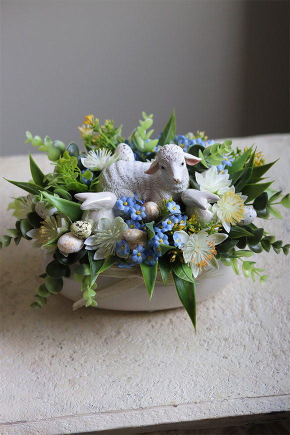 bajkowy stroik wielkanocny, Baranek 2