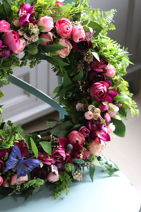 bogaty fioletowy wianek na drzwi, Clemence Hefri, śr.42cm 