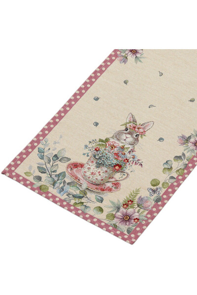 Bunny Tea Pink, bieżnik gobelinowy	