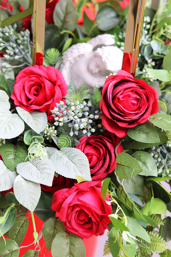 Angelo Garden Rubin Gold 3, lampion nagrobny z kwiatami