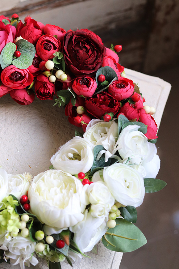 Biel & Czerwień Polonia Small, bogaty wianek patriotyczny, śr.37cm