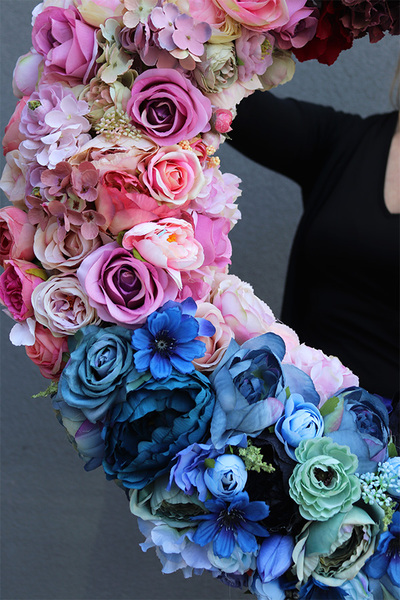 Caryca Santana, bogaty wianek na drzwi, śr.74cm