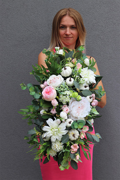 Białe Dynie Saute, kompozycja jesienna do Twojej donicy, wym.38x62cm 