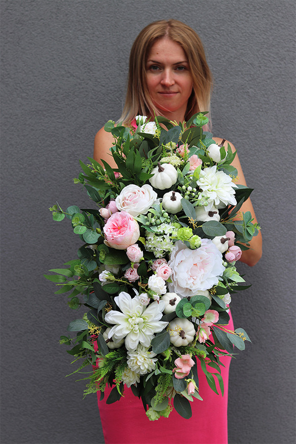 Białe Dynie Saute, kompozycja jesienna do Twojej donicy