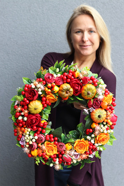 Jesienne Pragnienie,  jesienny wianek na drzwi, śr.40cm 