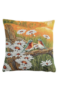 Ptaszki i Rumianki, poszewka gobelinowa dwustronna, 45x45cm