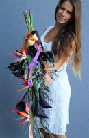 Ninase, bukiet nagrobny z czarnymi kaliami, dł.104cm