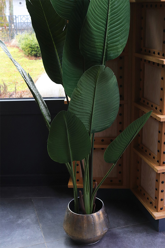 Bananowiec Simple Gold, sztuczna roślina w donicy