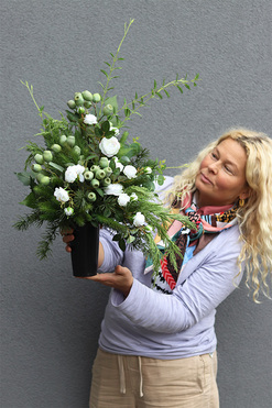 Zielona Magia, bukiet nagrobny we wkładzie, dł.60cm