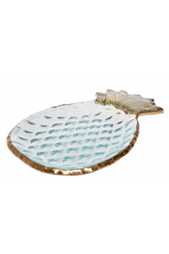 Exotic, szklany talerz patera, ananas A, wym.24x15cm