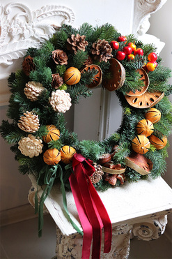 Naturalne Święta, świąteczny wianek z suszonymi owocami, śr.50cm