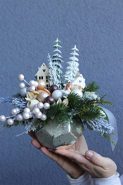 Luna Winter Bosco, świąteczny stroik LED, wys.26x26cm