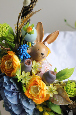 OD RĘKI Zające w Domu, duży dekorowany koszyczek wielkanocny, wys.42cm