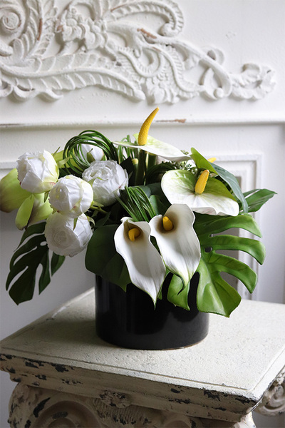 Anturium Jungle, kompozycja kwiatowa w naczyniu	