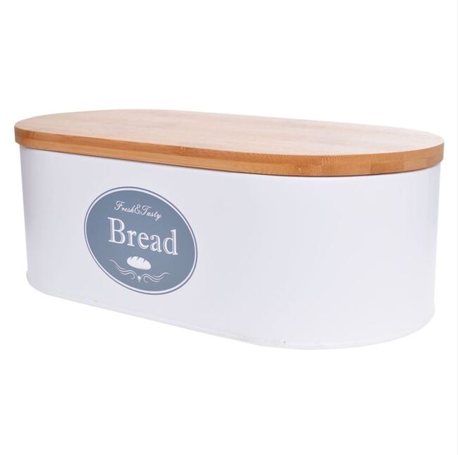 Bread White C, chlebak z bambusową pokrywą, wym.34x18x12cm 