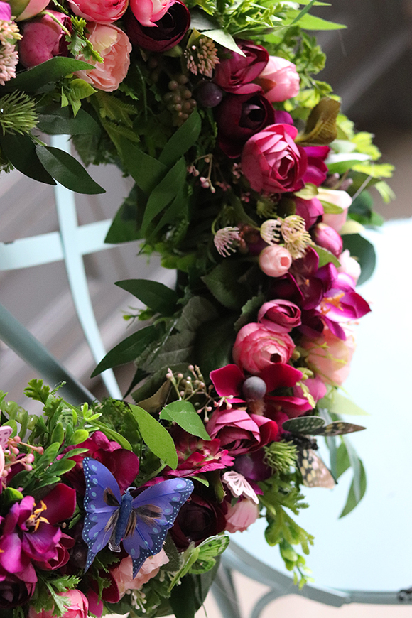 bogaty fioletowy wianek na drzwi, Clemence Hefri, śr.42cm 