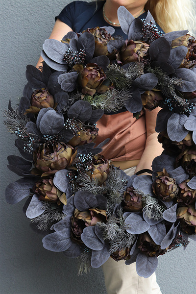  Black Leyera, czarny wianek dekoracyjny