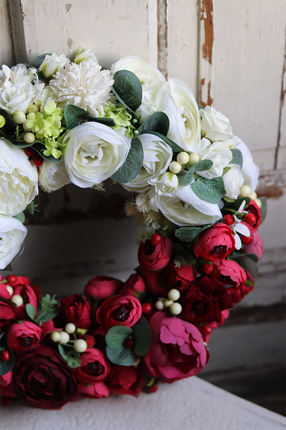 Biel & Czerwień Polonia Small, bogaty wianek patriotyczny, śr.37cm