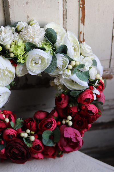 Biel & Czerwień Polonia Small, bogaty wianek patriotyczny, śr.37cm