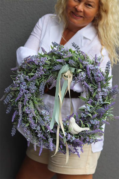 Lawenda z Ptaszkiem, wianek dekoracyjny z lawendą