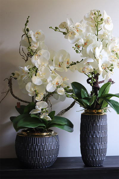 Orchid Ferana Long, sztuczny storczyk w szarej osłonce