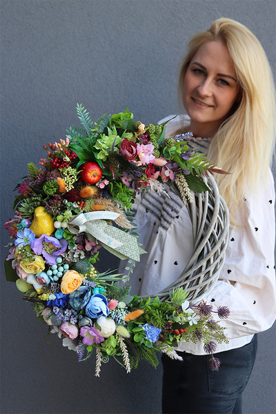 Auriano, kolorowy wianek na drzwi, śr.40cm