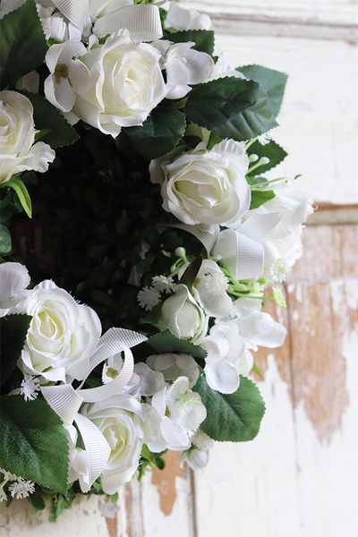 OD RĘKI Czas Komunii, biały wianek dekoracyjny, śr.30cm  