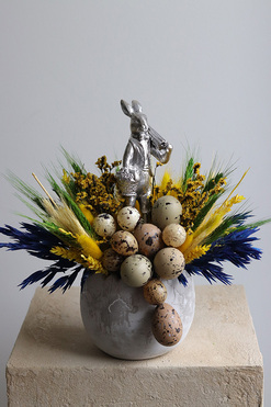 OD RĘKI Greysa Bunny, stroik wielkanocny z zajączkiem, wys.32cm