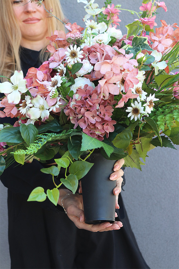 Neore, komplet dekoracji nagrobnych, bukiet + wiązanka