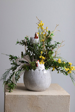 OD RĘKI Wykluty, stroik wielkanocny z kurami, wys.32cm