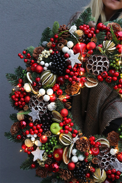 Świąteczny Kolor Big 3, bogaty wianek świąteczny LED