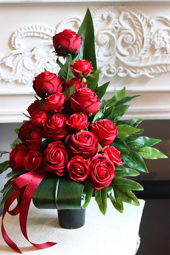 Czerwień Lux, bukiet nagrobny z różami