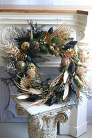 Złote Pawie, duży świąteczny wianek, śr.66cm