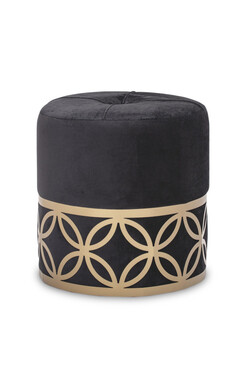 Endire Gold, welurowa pufa czarna, wym.39x35x35cm 