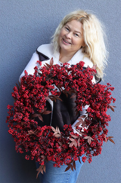 Czerwień Korali, zimowy wianek owocowy, śr.50cm