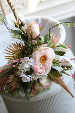 Piwonia XXL, dekorowany koszyczek wielkanocny, wys.37cm