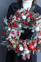 Skandynawia, świąteczny wianek na drzwi, śr.46cm