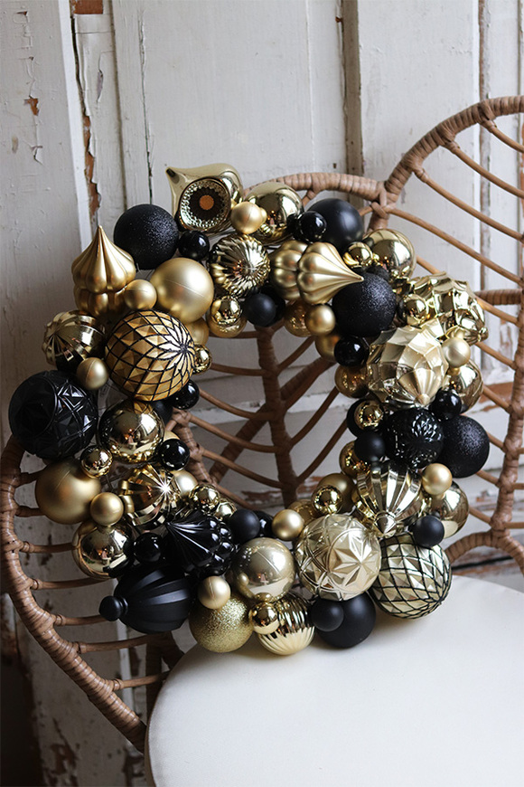 wianek bożonarodzeniowy Bombki Gold & Black