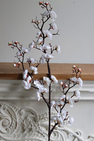 Sakura, sztuczne kwiaty na gałązce, wiśnia biała