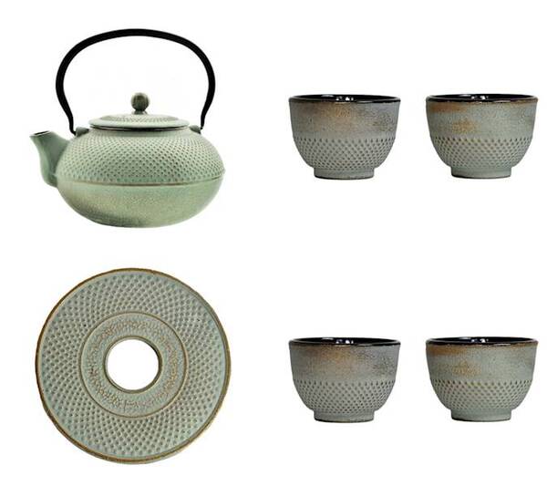 Awaji żeliwny zestaw do herbaty na cztery osoby miętowy