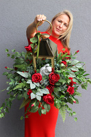 Angelo Garden Rubin Gold 3, lampion nagrobny z kwiatami