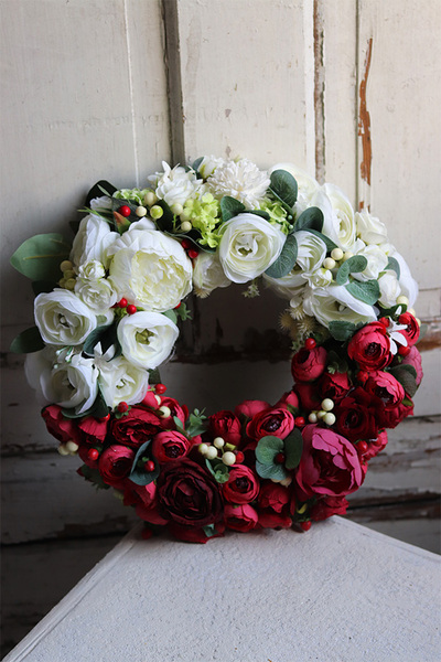 Biel & Czerwień Polonia Small, bogaty wianek patriotyczny, śr.37cm