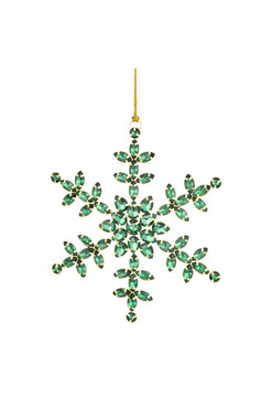 OD RĘKI Snowflakes Emerald A, kryształowe zawieszki świąteczne, kpl.6szt, wym.16x13cm