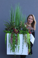 Fiberglass Reddina, trawy i sukulenty w donicy fiberglass, wys. 117cm